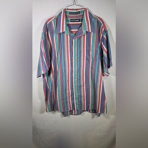 Van Huesen Striped Short Sleeve Button Up Shirt Size XXL RN36543